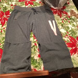 Victoria's Secret Gray Pajama Pants with Pink Logo